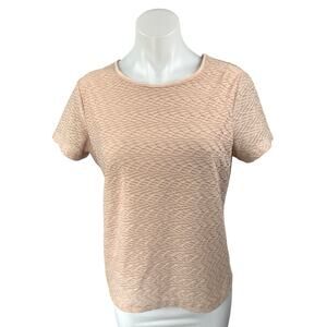 Calvin Klein Women's Pink Textured Short Sleeve Blouse T Shirt Tee Top Size S